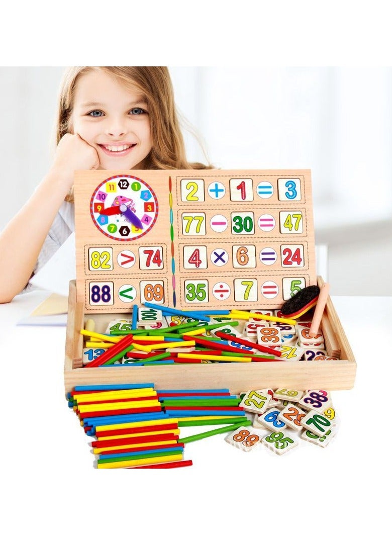 Montessori Wooden Multi-Function Learning Box – Counting Sticks, Arithmetic Board & Early Education Puzzle - Image 3