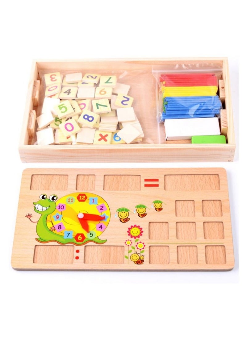 Montessori Wooden Multi-Function Learning Box – Counting Sticks, Arithmetic Board & Early Education Puzzle - Image 4
