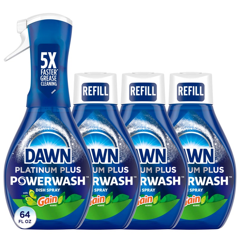 Dawn Powerwash Gain Original Dish Spray Liquid Dish Soap Dish Soap Refill 1 Starter Kit 3 Refills 64 Fl Oz Total 16 fl ozbottle