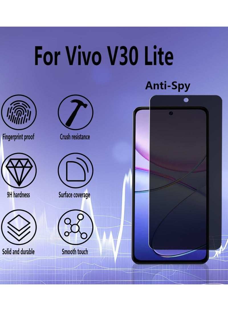 [2 Pack] Privacy Screen Protector Compatible with VIVO V30 Lite 5G Tempered Glass, Full Coverage 9H Hardness, Anti Spy Privacy Tempered Glass for VIVO V30 Lite