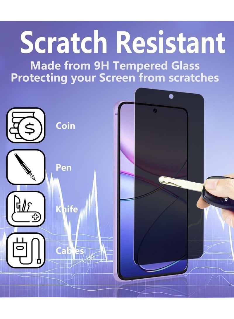 [2 Pack] Privacy Screen Protector Compatible with VIVO V30 Lite 5G Tempered Glass, Full Coverage 9H Hardness, Anti Spy Privacy Tempered Glass for VIVO V30 Lite