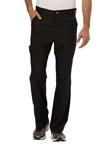 Cherokee Mens Scrub Pants with Cargo Pockets, Two-Way Stretch Modern fit Button Closure with Inside Drawstring Pants - WW140, M, Black - Image 1