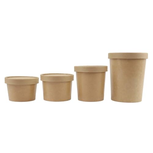 CulinWare Eco Friendly Kraft Soup Bowls | Kraft Disposable Food Cups with Lid | Brown Containers - Soup Cups Great for Restaurants, Take-Outs, Or Disposable Soup Bowls To Go Lunch (25/Pack) (Kraft, 8 oz) - Image 5