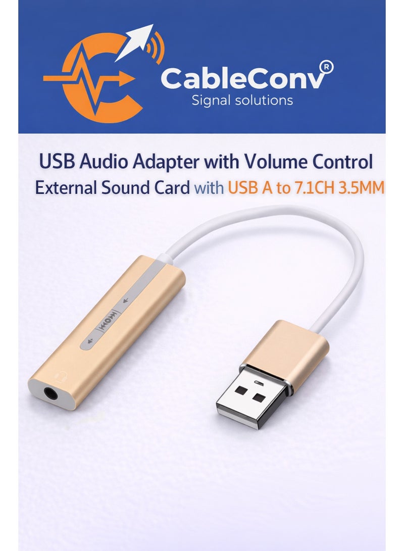 CABLE CONV USB Audio Adapter with Volume Control – External 7.1 Channel Sound Card (USB-A to 3.5mm) - Image 1