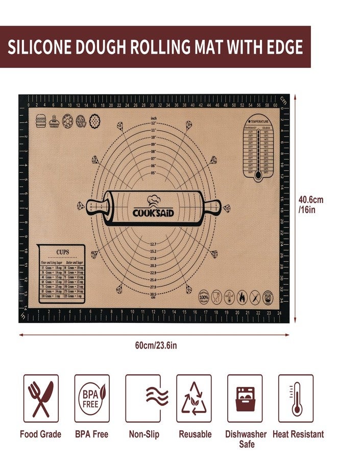 Cook's Aid Silicone Pastry Mat Extra Large with Measurements 26''x16'' for Reusable,Non-slip Silicone Baking Mat, Counter, Dough Rolling, Oven Liner,Fondant/Pie Crust,Dark Gray - Image 3