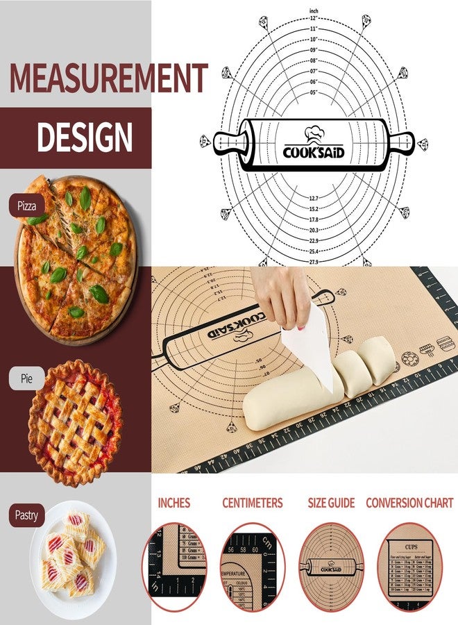 Cook's Aid Silicone Pastry Mat Extra Large with Measurements 26''x16'' for Reusable,Non-slip Silicone Baking Mat, Counter, Dough Rolling, Oven Liner,Fondant/Pie Crust,Dark Gray - Image 4