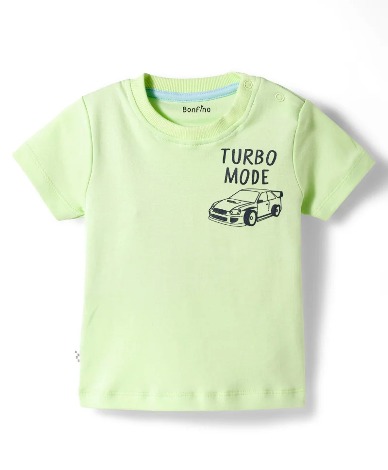 Bonfino Bonfino 3-Pack 100% Cotton Short Sleeves T-Shirts With Car Print - White/Green/Blue