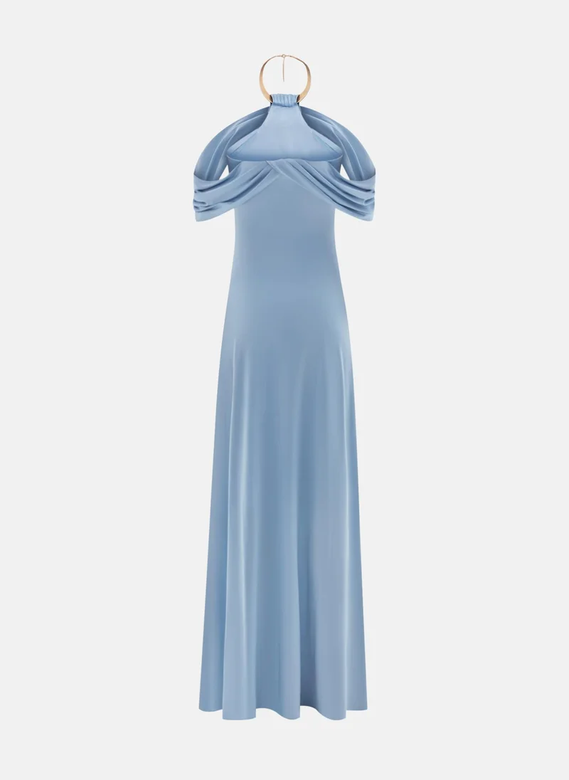 Lichi Maxi dress with metallic choker and draped design