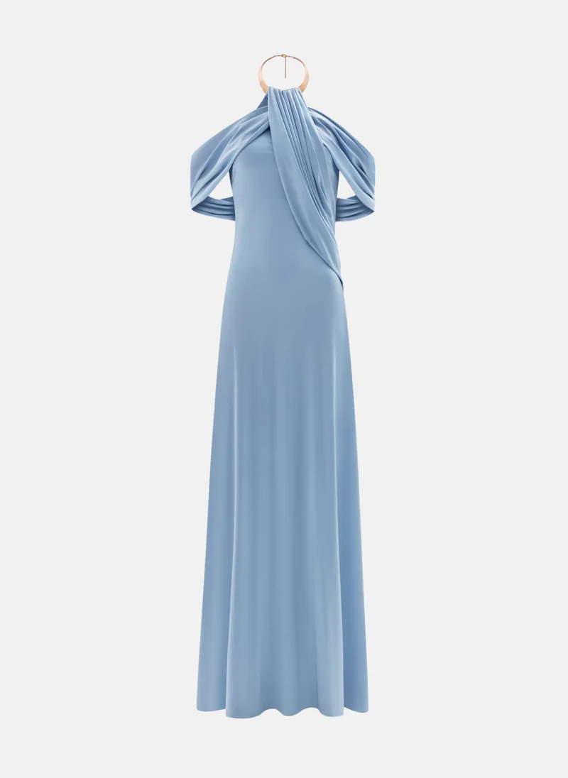 Lichi Maxi dress with metallic choker and draped design