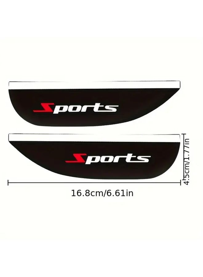 1 Pair Car Rearview Mirror Rain Eyebrow Covers Sports Red Black Design Universal Fit Vehicles Durable Weather Protection Stylish Reflective Finish Sleek Car Accessory - Image 2