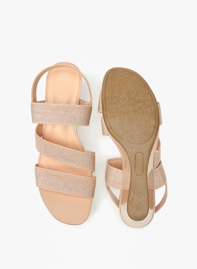 سيليست Women's Strappy Slip-On Sandals with Wedge Heels