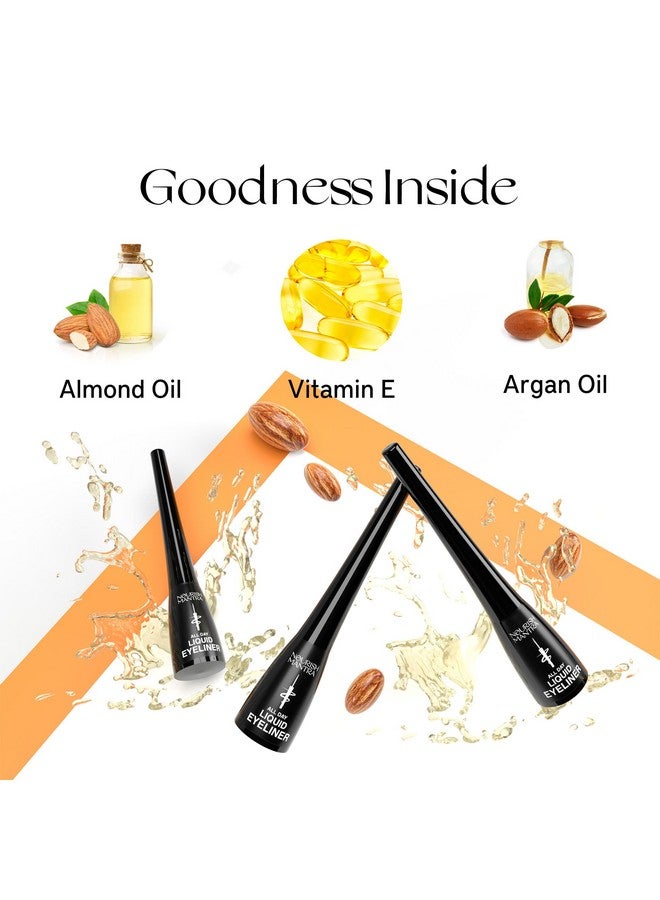 Nourish Mantra's All-Day Liquid Eyeliner 3ml | Formulated with Argan Oil, Vitamin E & Glycerine | Intense Pigmentation | Smudge Proof | Waterproof | Long Lasting | Matte Finish | Black Color - Image 4