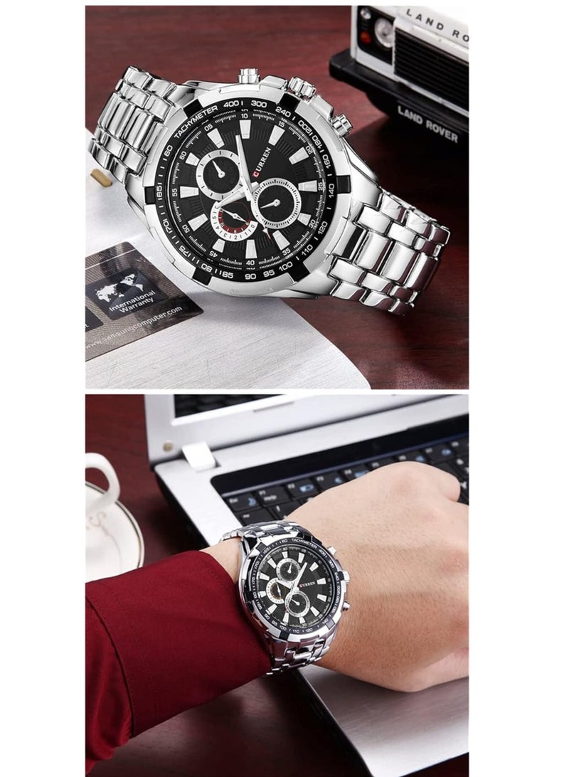 CURREN Men Wrist Watch Stainless Steel Quartz Movement Analog Silver Color - Image 2