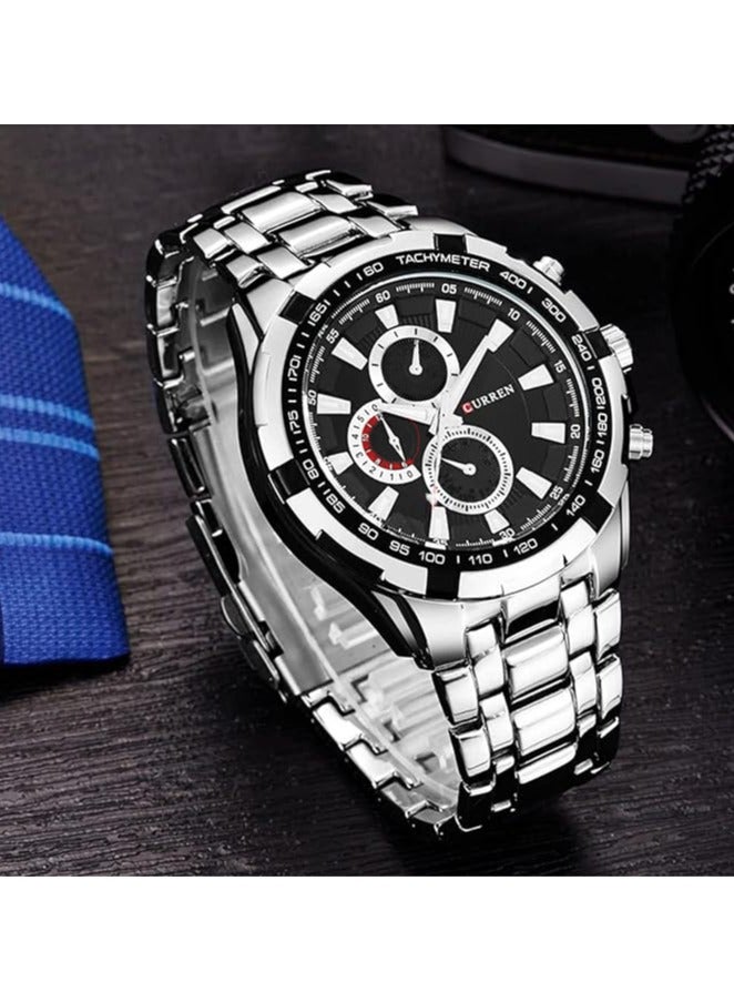 CURREN Men Wrist Watch Stainless Steel Quartz Movement Analog Silver Color - Image 3