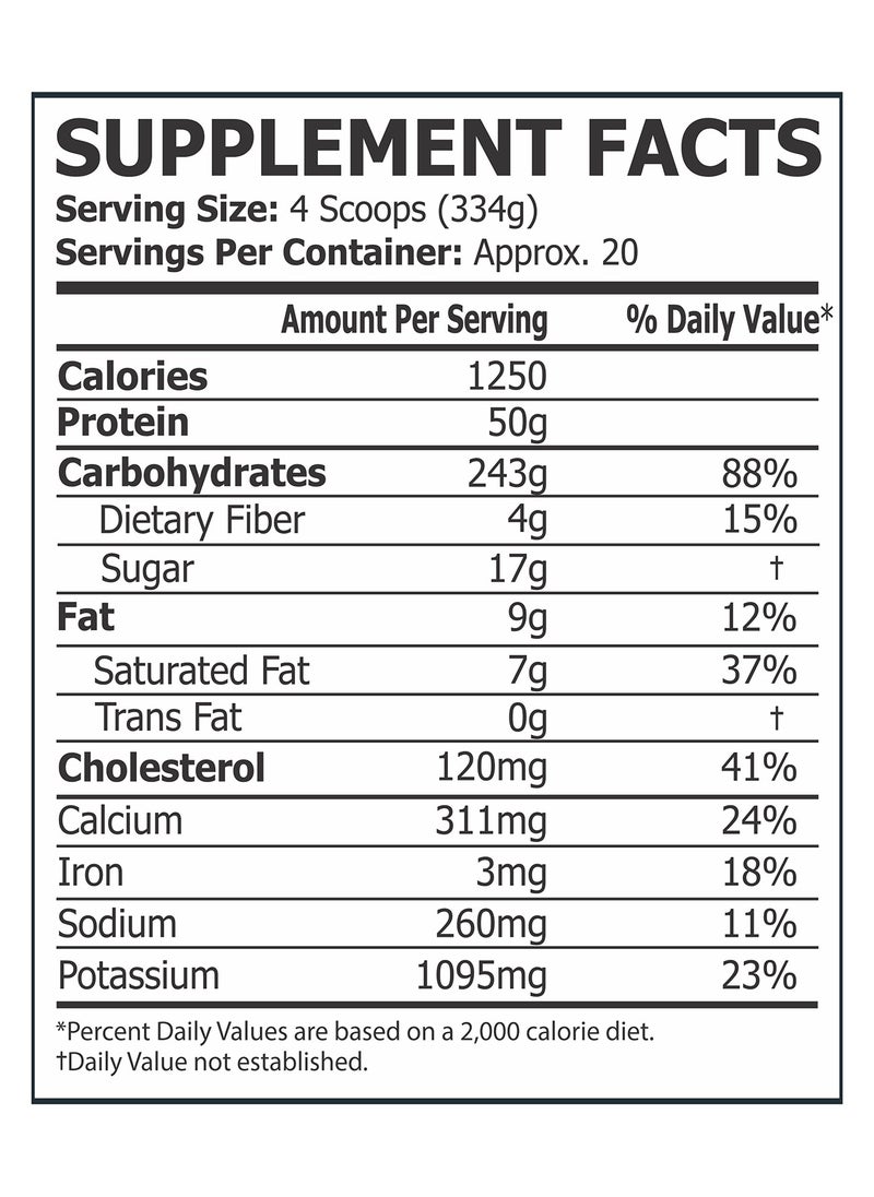 CORE CHAMPS High Calorie Mass Gainer 1250 Calories 50G Protein Chocolate Flavor 15Lb  - Image 2
