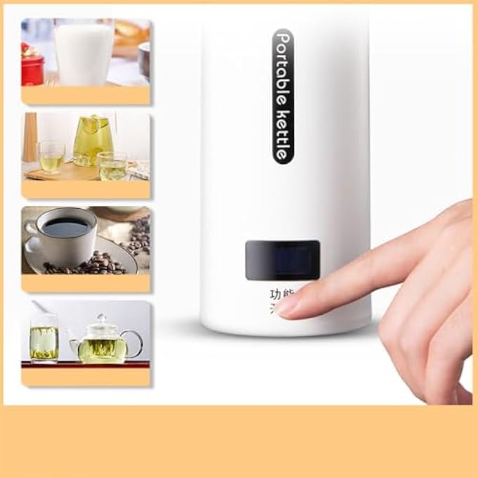 ريحني غلاية كهربائية للسفر، غلاية شاي صغيرة محمولة بسعة 500 مل مع 4 إعدادات مسبقة متغيرة، غلاية مياه للسفر مصنوعة من الفولاذ المقاوم للصدأ 304، إيقاف تشغيل تلقائي، حماية من الغليان الجاف، آمنة، عديمة الرائحة، بيضاء - Image 2