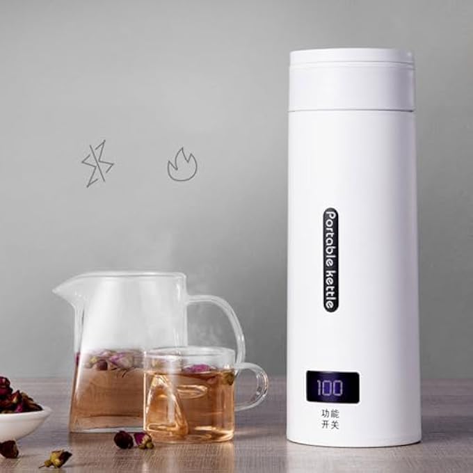 ريحني غلاية كهربائية للسفر، غلاية شاي صغيرة محمولة بسعة 500 مل مع 4 إعدادات مسبقة متغيرة، غلاية مياه للسفر مصنوعة من الفولاذ المقاوم للصدأ 304، إيقاف تشغيل تلقائي، حماية من الغليان الجاف، آمنة، عديمة الرائحة، بيضاء - Image 4