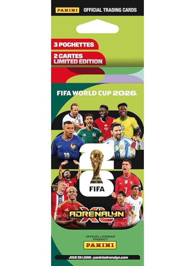 بانيني بطاقات بانيني أدرينالين XL كأس العالم 2026 التجارية بليستر صديق للبيئة - 3 حزم + بطاقتان إصدار محدود - Image 1