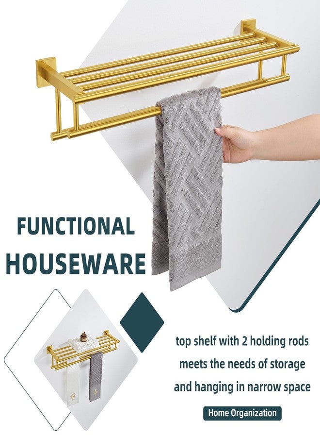 أنجل سيمبل حامل مناشف زاوية بسيط للحمام، حامل مناشف يد من الفولاذ المقاوم للصدأ SUS 304 مع رف، ذهبي مصقول، 27.56 بوصة - Image 5