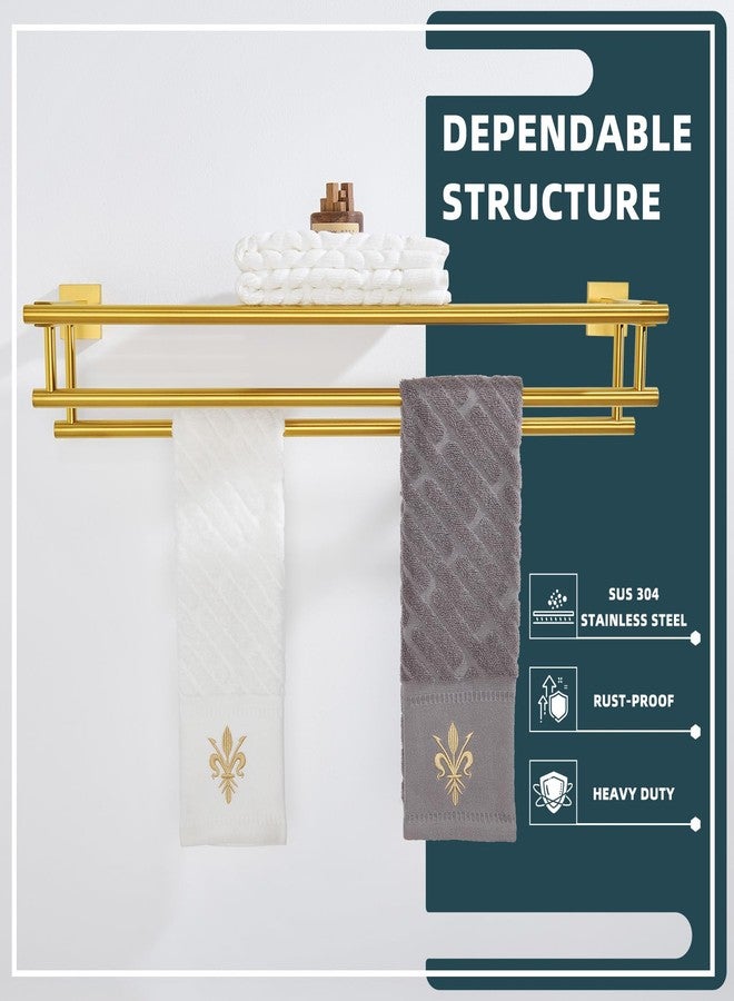 أنجل سيمبل حامل مناشف زاوية بسيط للحمام، حامل مناشف يد من الفولاذ المقاوم للصدأ SUS 304 مع رف، ذهبي مصقول، 27.56 بوصة - Image 4