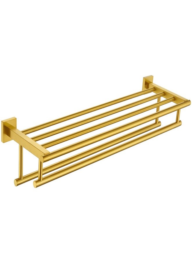 أنجل سيمبل حامل مناشف زاوية بسيط للحمام، حامل مناشف يد من الفولاذ المقاوم للصدأ SUS 304 مع رف، ذهبي مصقول، 27.56 بوصة - Image 1