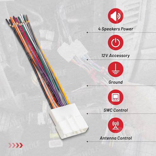 RED WOLF مجموعة أسلاك راديو السيارة مع محول هوائي اختياري لسيارات نيسان أرمادا 2008-2013، باثفايندر، روج، سوبارو إمبريزا 2011-2014، تركيب كابل توصيل ستيريو 20 دبوس بعد السوق - Image 3