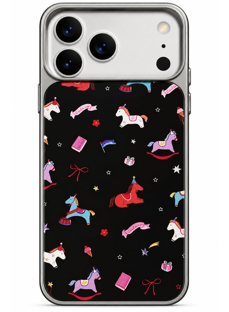 UNICORN Protective case compatible with iPhone 18 Pro Max & iPhone 17 Pro Max, featuring various designs, a glossy-finish frame, and a carbon fiber-patterned back—stylish and modern protection. - Image 1