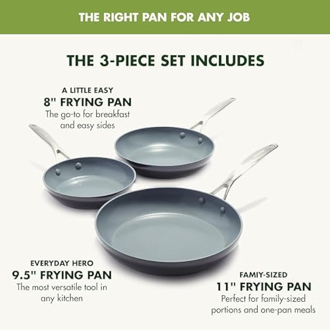 Greenpan Valencia Pro Hard Anodized Healthy Ceramic Nonstick 8 95 And 11 Frying Pan Skillet Set PfasFree Induction Dishwasher Safe Ovens Safe Gray - Image 5