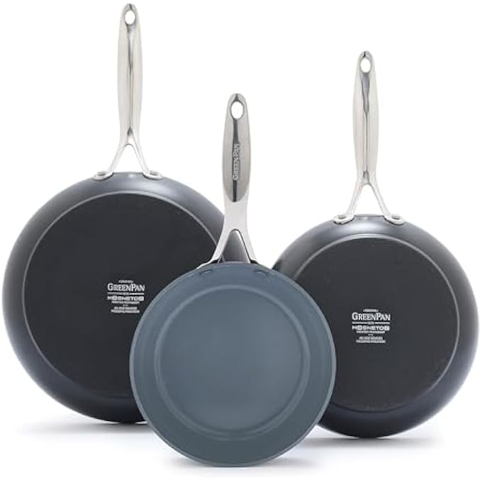 Greenpan Valencia Pro Hard Anodized Healthy Ceramic Nonstick 8 95 And 11 Frying Pan Skillet Set PfasFree Induction Dishwasher Safe Ovens Safe Gray - Image 2