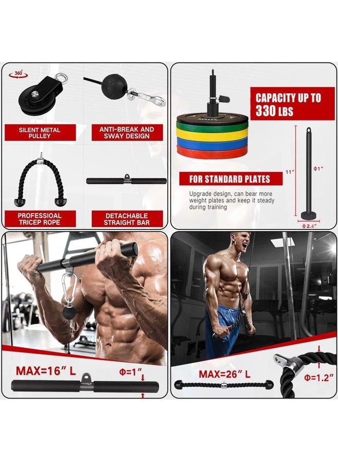 Taeku Pulley Bodybuilding Professional Arm Training Rope Triceps LAT Pull Down Forearm Exercise Home Sport Systems for Back Forearms Shoulders Two Pull Bars (2.5m Cable) - Image 5