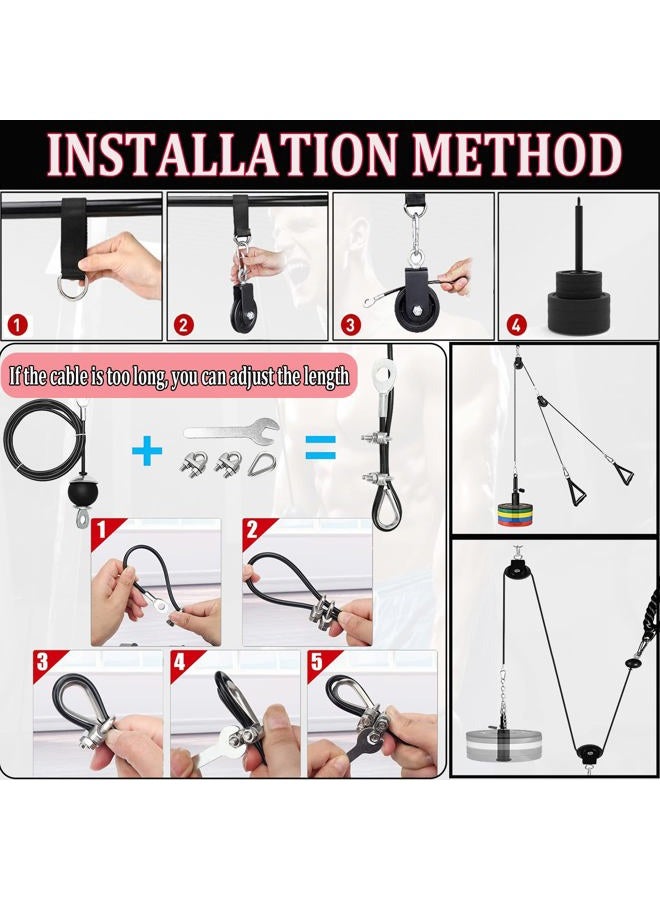 Taeku Pulley Bodybuilding Professional Arm Training Rope Triceps LAT Pull Down Forearm Exercise Home Sport Systems for Back Forearms Shoulders Two Pull Bars (2.5m Cable) - Image 4
