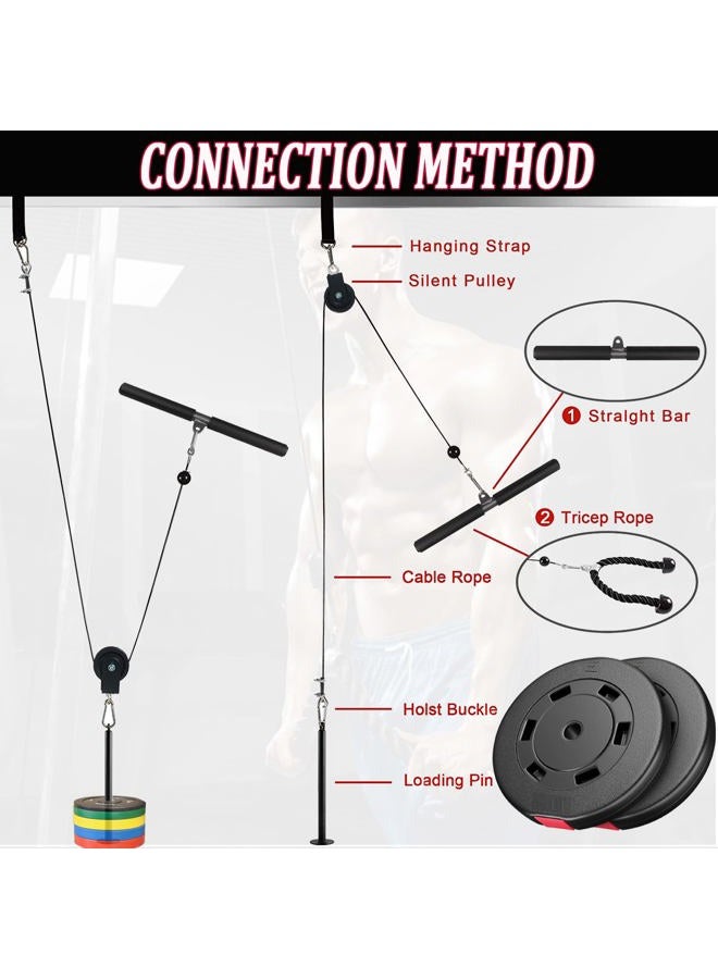Taeku Pulley Bodybuilding Professional Arm Training Rope Triceps LAT Pull Down Forearm Exercise Home Sport Systems for Back Forearms Shoulders Two Pull Bars (2.5m Cable) - Image 3