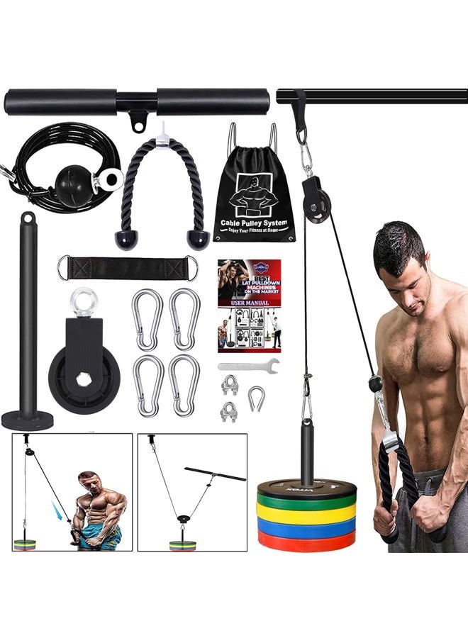 Taeku Pulley Bodybuilding Professional Arm Training Rope Triceps LAT Pull Down Forearm Exercise Home Sport Systems for Back Forearms Shoulders Two Pull Bars (2.5m Cable) - Image 1