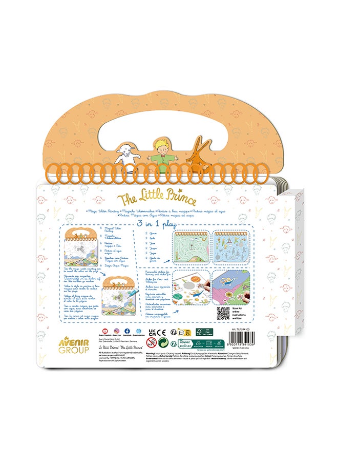 Avenir The Little Prince Magic Water Painting Set – 6 Reusable Cards, 140 Removable Stickers & Refillable Pen | Mess-Free Water Coloring Book for Kids | Travel Art Toy - Image 2