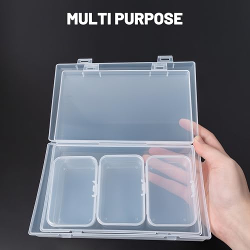 LJY 20 Pieces Mixed Sizes Rectangular Empty Mini Clear Plastic Organizer Storage Box Containers with Hinged Lids for Small Items and Other Craft Projects - Image 5