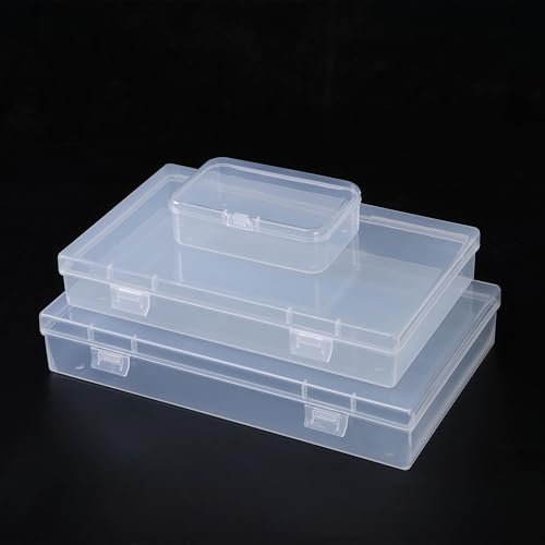 LJY 20 Pieces Mixed Sizes Rectangular Empty Mini Clear Plastic Organizer Storage Box Containers with Hinged Lids for Small Items and Other Craft Projects - Image 4
