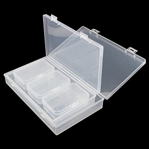 LJY 20 Pieces Mixed Sizes Rectangular Empty Mini Clear Plastic Organizer Storage Box Containers with Hinged Lids for Small Items and Other Craft Projects - Image 3