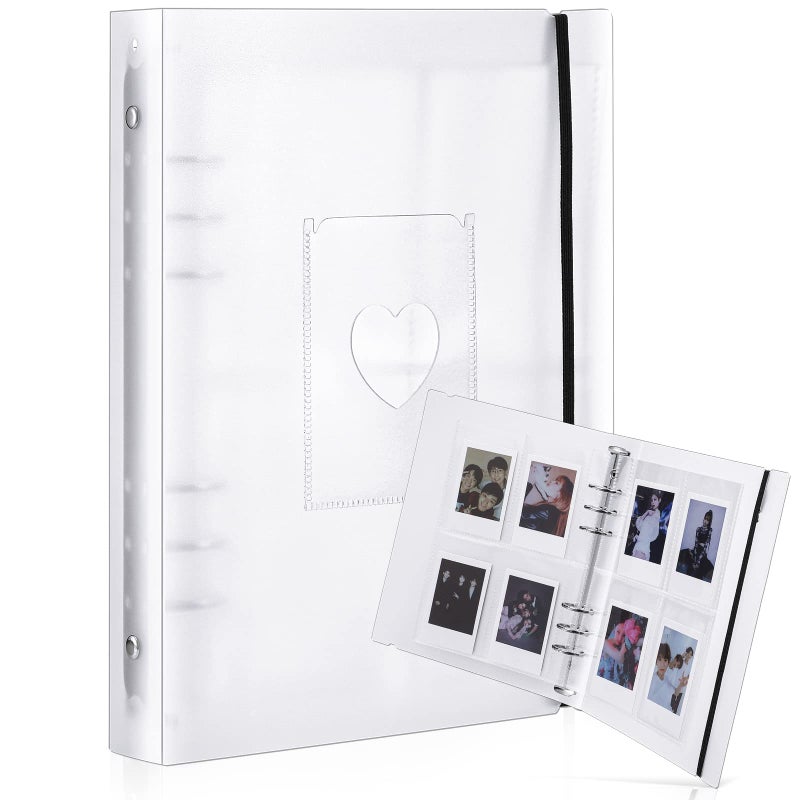 Spakon Mini Photo Album with 20 Pcs Inner 6 Ring Photocard Binder A5 Kpop Picturecard Holder Book Card Holders Clear Album Folder for Business Card 4 Picture Style