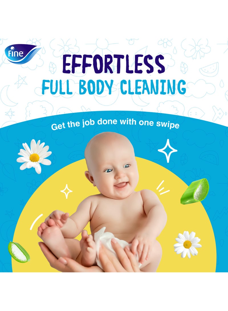 Fine Baby All Body Wipes Chamomile And Aloe Vera Essence 3 x 72 Wipes - Image 2