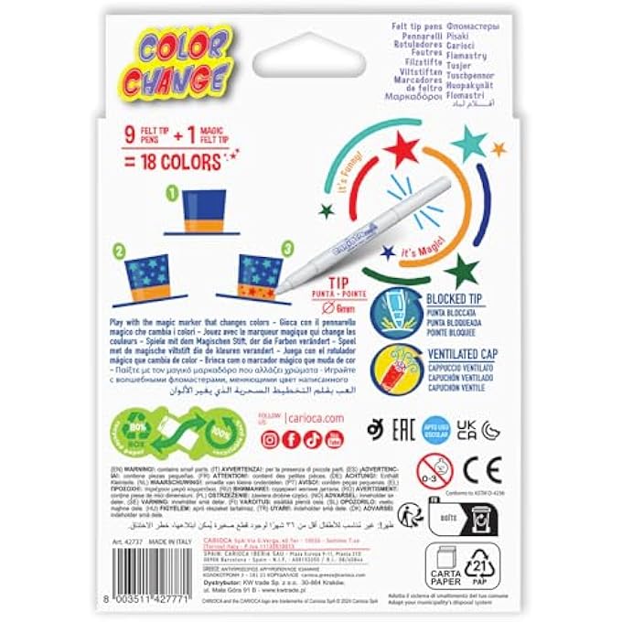 carioca MAGIC COLOR CHANGRE 10PCS FELT TIP PENS - Image 2