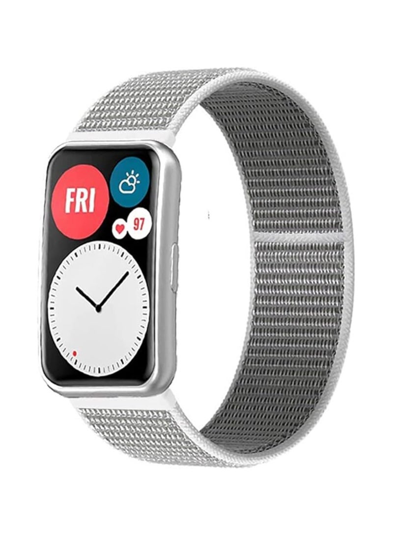Watch Strap Compatible for Huawei Watch Fit Replacement Nylon Smart Watch Strap Quick Release Nylon Watch Band Wristband (Silver)