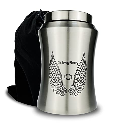 CHIEMOT Up to 220 lbs Large Cremation Urns for Adult Human Ashes, Angel Wings in Loving Memory Decorative Funeral Burial Urn for Male Female Ashes with Velvet Bag - Image 1