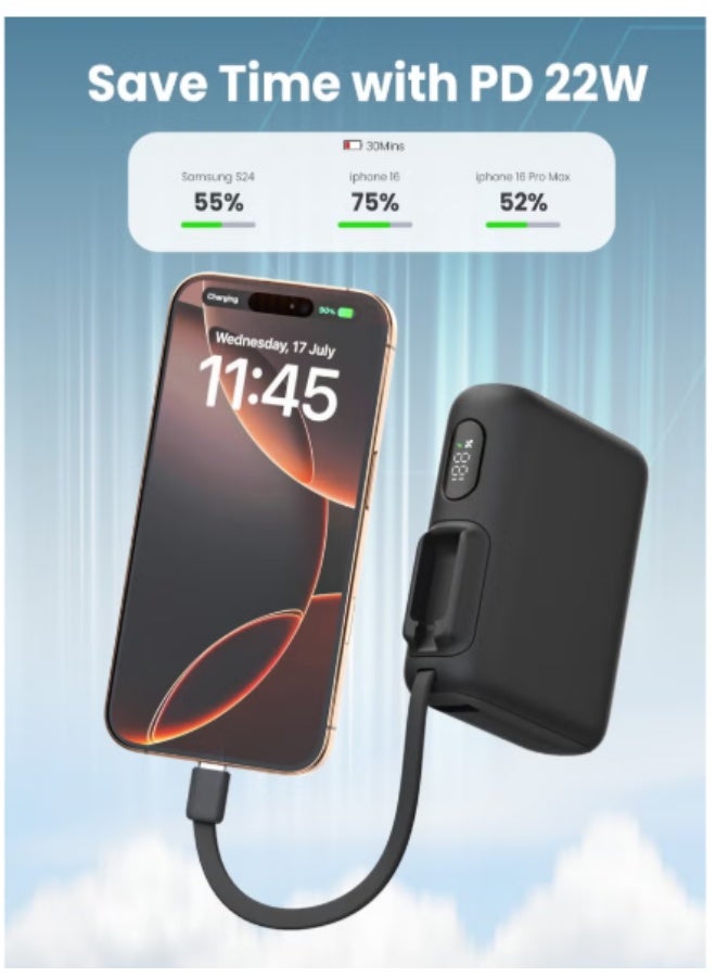 Moxedo Combo 5x 10,000 mAh Power Bank withCharging Dock 20W Power Delivery USB-C Fast Charging with Built-in Type-C Cable (Black) - Image 2