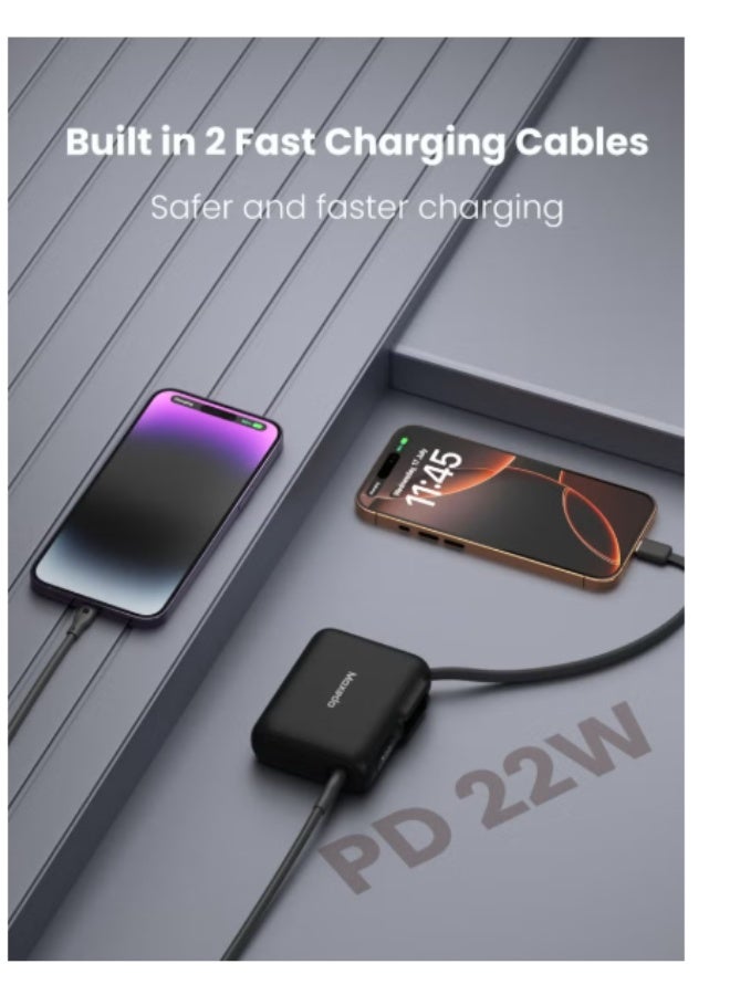 Moxedo Combo 5x 10,000 mAh Power Bank withCharging Dock 20W Power Delivery USB-C Fast Charging with Built-in Type-C Cable (Black) - Image 3