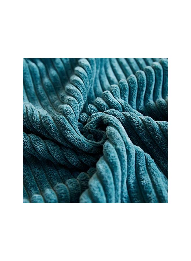 Zaboon Mernette Pack Of 2 Corduroy Soft Decorative Square Throw Pillow Cover Cushion Covers Pillowcase Home Decor Decorations For Sofa Couch Bed Chair 18X18 Inch/45X45 Cm Striped Peacock - Image 2