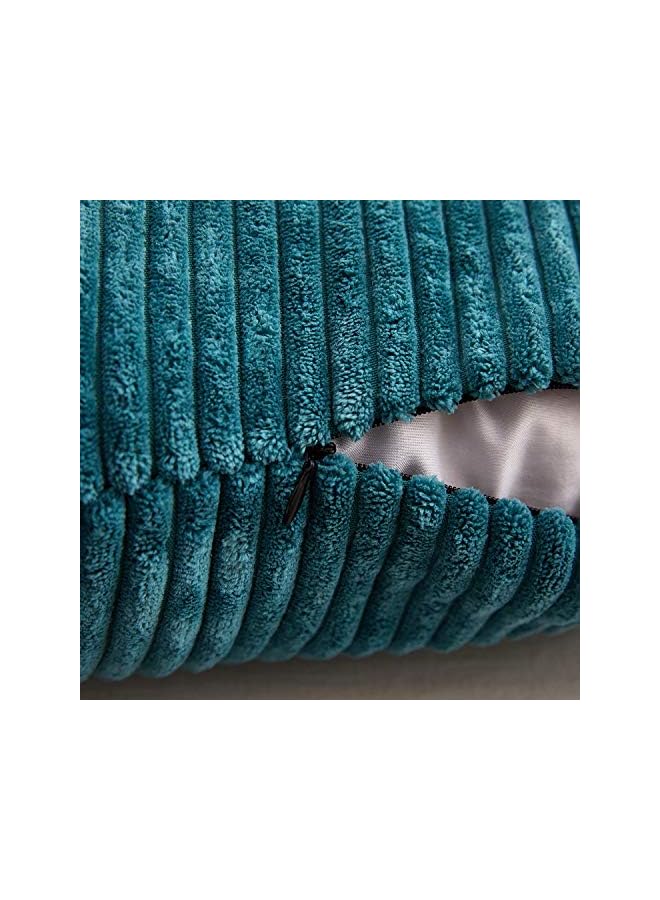 Zaboon Mernette Pack Of 2 Corduroy Soft Decorative Square Throw Pillow Cover Cushion Covers Pillowcase Home Decor Decorations For Sofa Couch Bed Chair 18X18 Inch/45X45 Cm Striped Peacock - Image 3