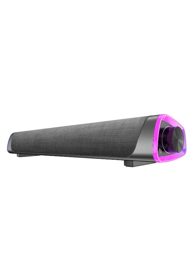 FlashHawk USB Bluetooth Computer Speaker, Portable Sound Bar with Volume Knob, Breathing Light 3.5mm Audio Input for PC Laptop Smartphone Tablet  - Image 1