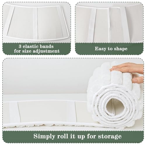 Bunny Chorus Christmas Tree Collar, Rustic White Luxury Plush Faux Fur Tree Collar with Stripe Textured Pattern, Soft Fluffy Xmas Tree Ring Boho Tree Skirt for Holiday Decorations Indoor Home Decor - Image 3