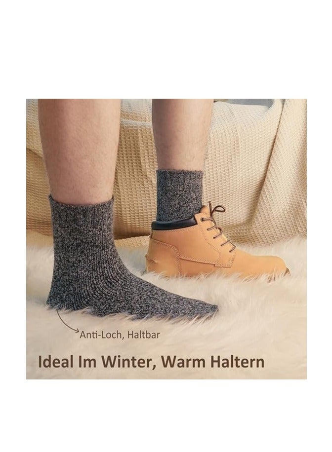 5 Pairs Men's Thermal Socks 60% Wool Cotton Socks Warm Winter Socks Breathable Hiking Socks for Women - Image 4