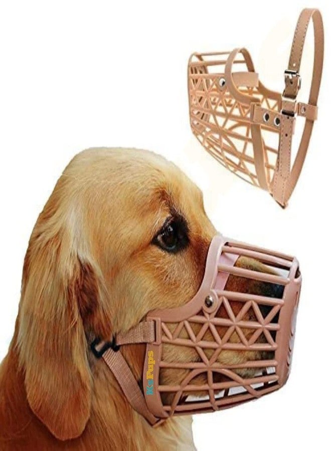 KsPups Dogs Mouth Cover muzzles | Anti-Biting Soft Plastic Dog Muzzle | Dog Mouth Cap | bite Guard with Adjustable Handy Strap for Small and Medium Breed Dogs (Muzzle No- 5 (L)) - Image 1